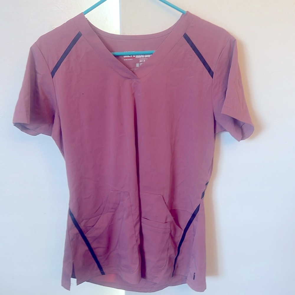 Greys anatomy scrub set mauve color black strips medium